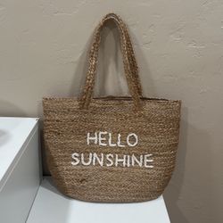 Beach Bag Woven Hello Sunshine