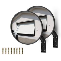 CNQLIS 8 Inch Convex Mirror Outdoor with Adjustable Wall Fixing Bracket,Blindspot Traffic Mirror for Driveway Garage Park Outdoor Wide Angle View Curv
