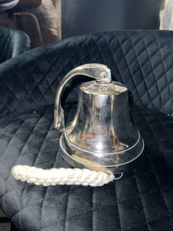 Polished Chrome Ship Bell with Rope Clapper