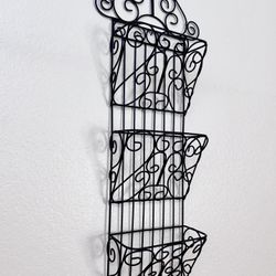 Decorative Black Wrought Iron Wall Storage, Hook Set, Coat Rack 