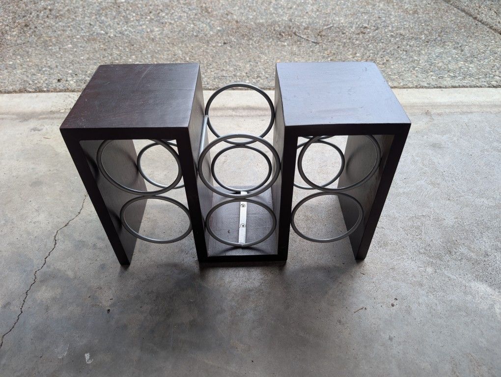6 Bottle Wood Metal Wine Rack