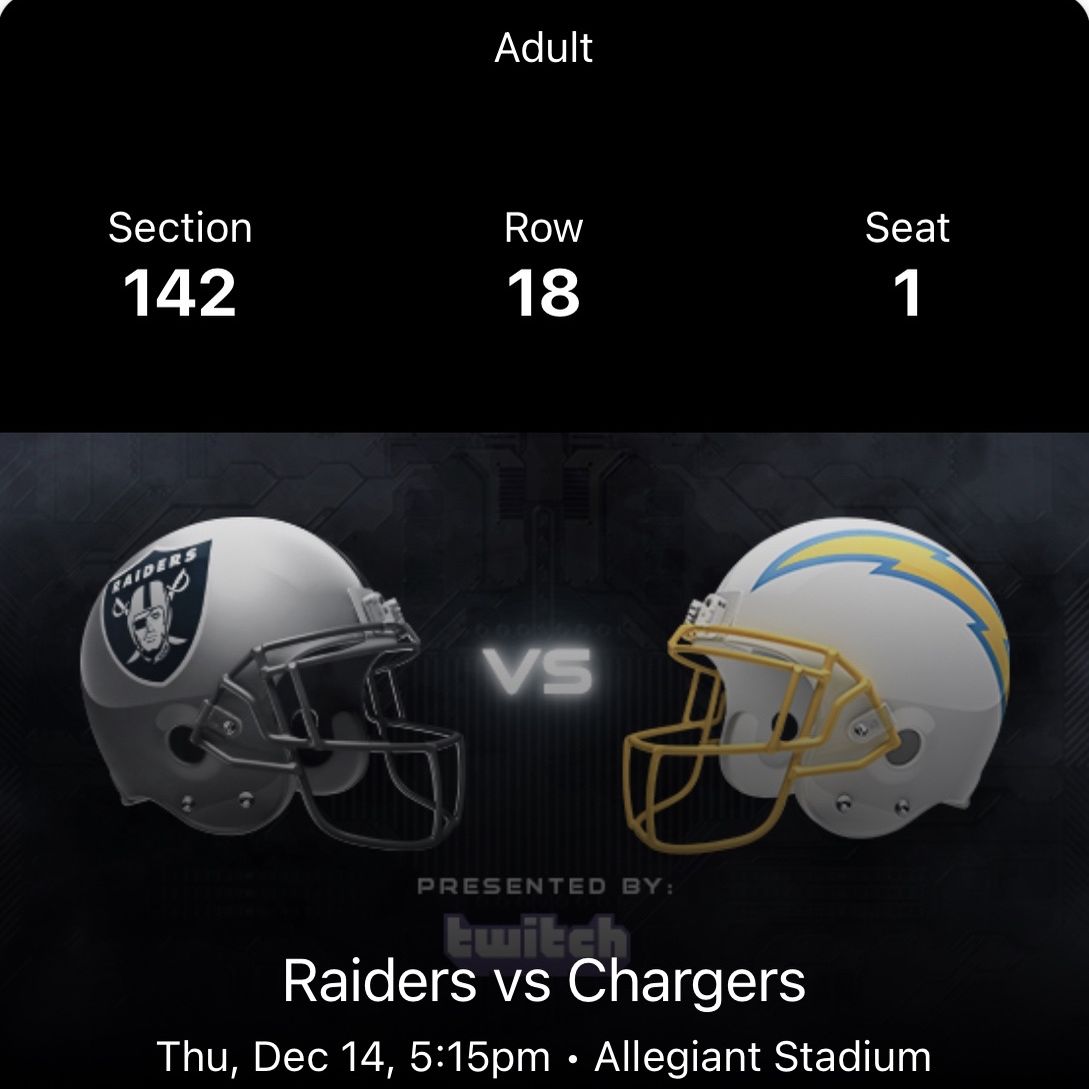 Las Vegas Raiders vs. Los Angeles Chargers Tickets Dec 14, 2023 Las Vegas ,  NV