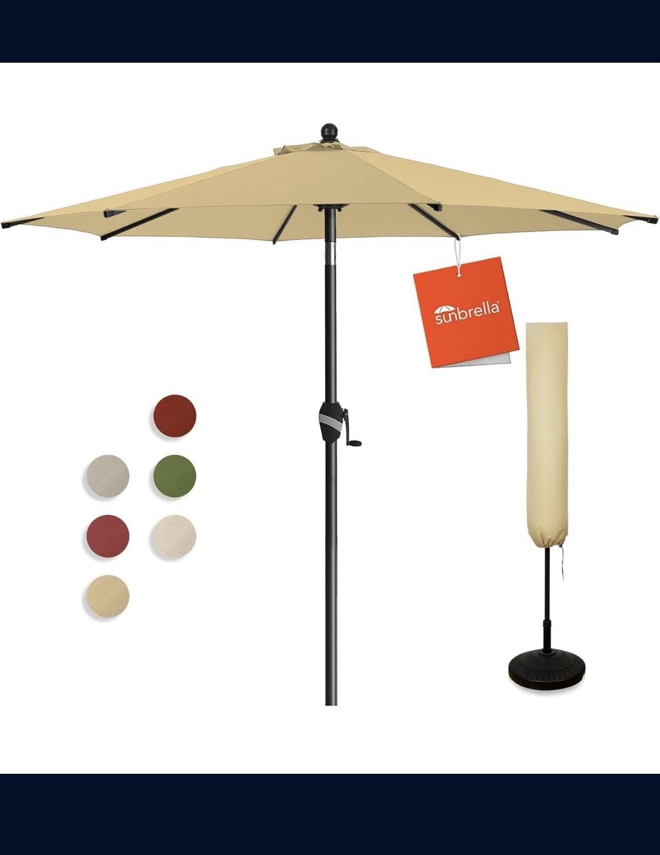 Bluu Brand Luxury 9ft Patio Umbrella Premium Olefin Fabric Including Cover Protector