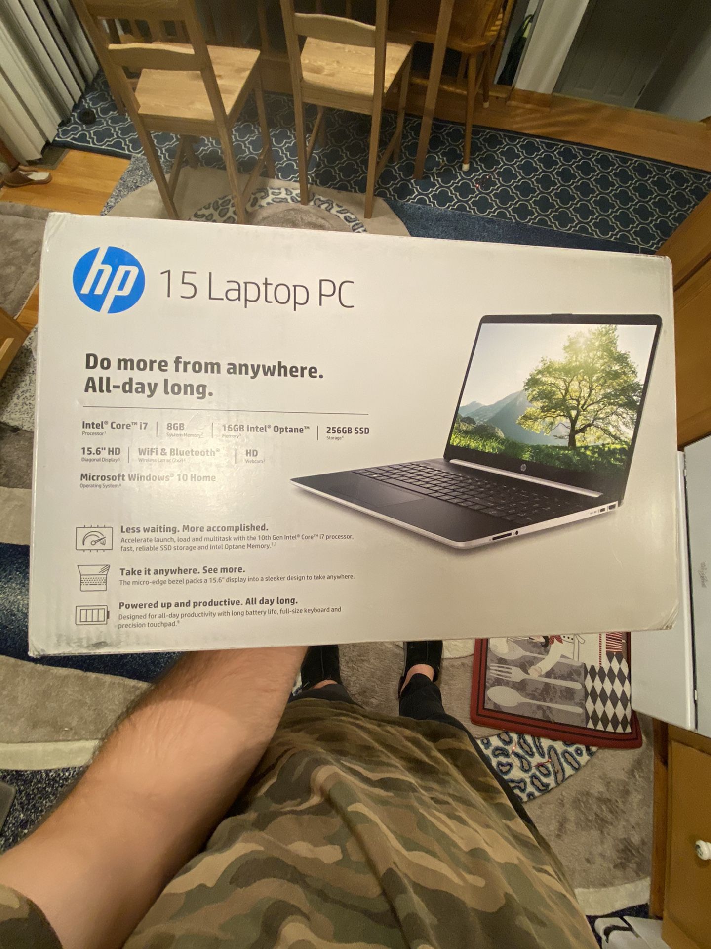 HP 15.6" Laptop, Intel Core i7, 8GB RAM, 256GB SSD+16GB Optane, Carbon Slate (Google Classroom Compa
