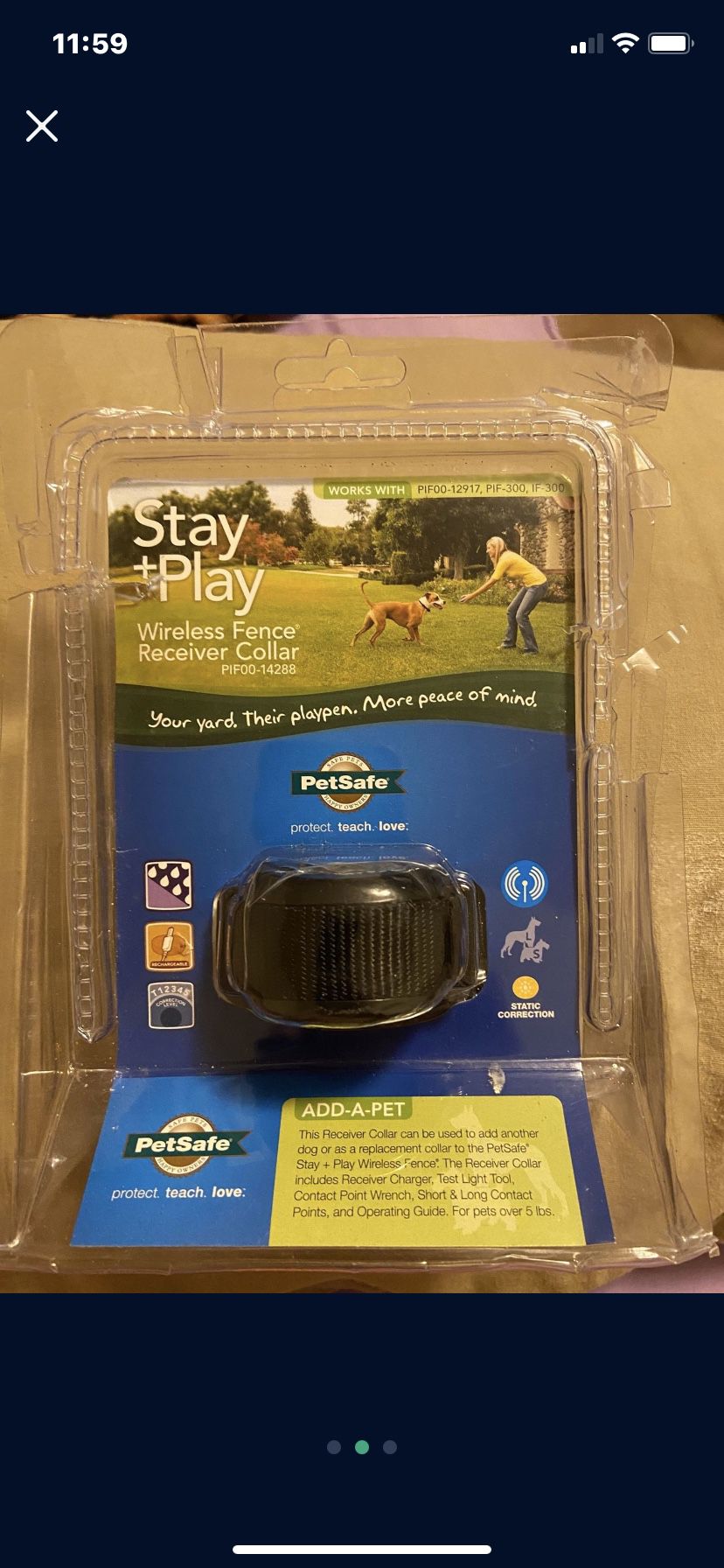 PETS- SAFE- STAY + PLAY WIRELESS RECHARGEABLE RECEIVING COLLAR