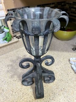 Rustic Cast Iron Candle Holder 16x9