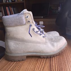 Gray And Blue Suede Timberland Boots