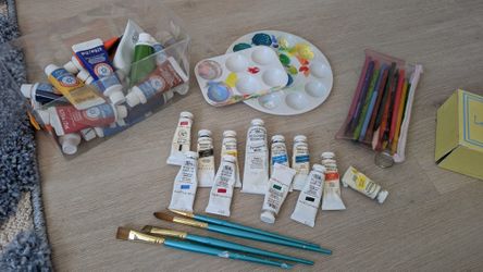 Assorted art supplies
