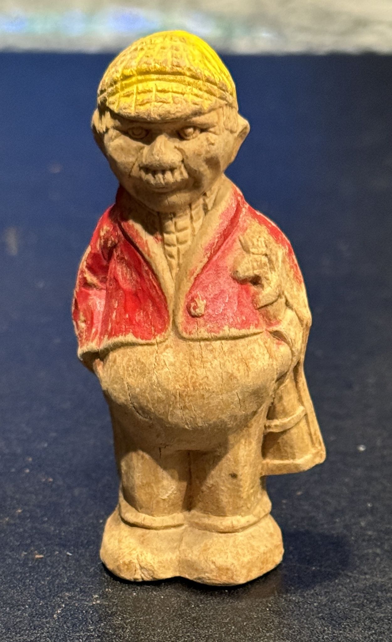Rare Vintage Mexican Clay Pottery Statue Old Man Figurine 3". Very old, see pictures for details!