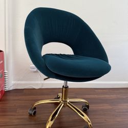 Modern Velvet Office Chair with with Adjustable Swivel, Comfy Upholstered Desk Chair with Open Back, Small Cute Chair for Living Room Study Vanity