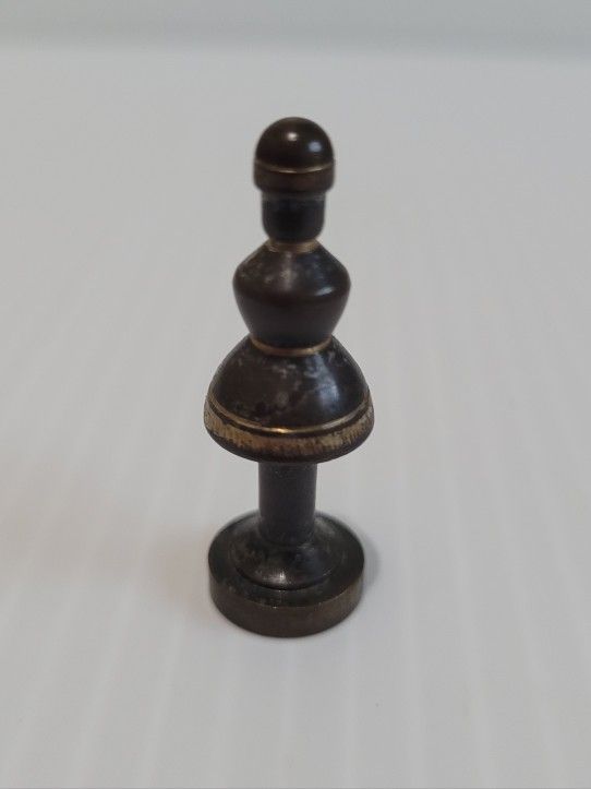 Vintage Pawn Piece Brass Chess Set Mid 20th Century Hans Teppich, Israel- Black