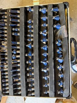 Tungsten carbide router bit set for woodworking in case ~80 pieces