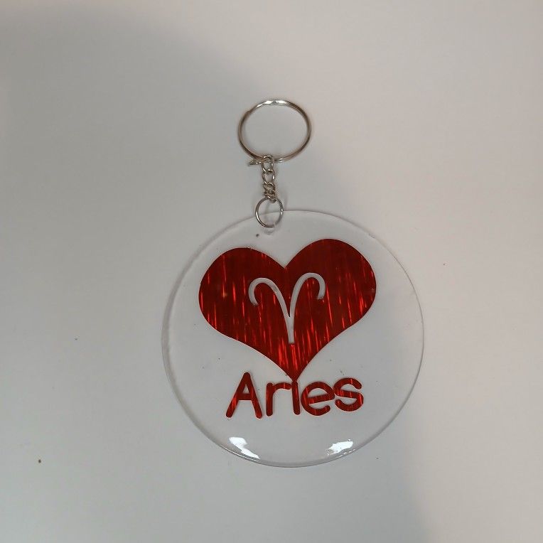 Red heart handmade zodiac keychain 3 in