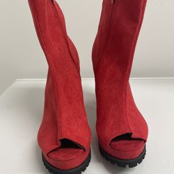 Ladies Mid Boot Open Toe Heels