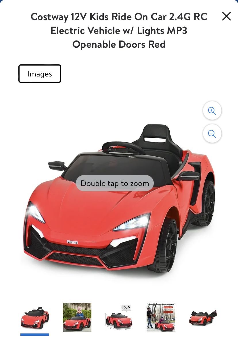 Costway 12V Kids Ride On Car 2.4G RC Electric Vehicle w/ Lights MP3 Openable Doors Red
