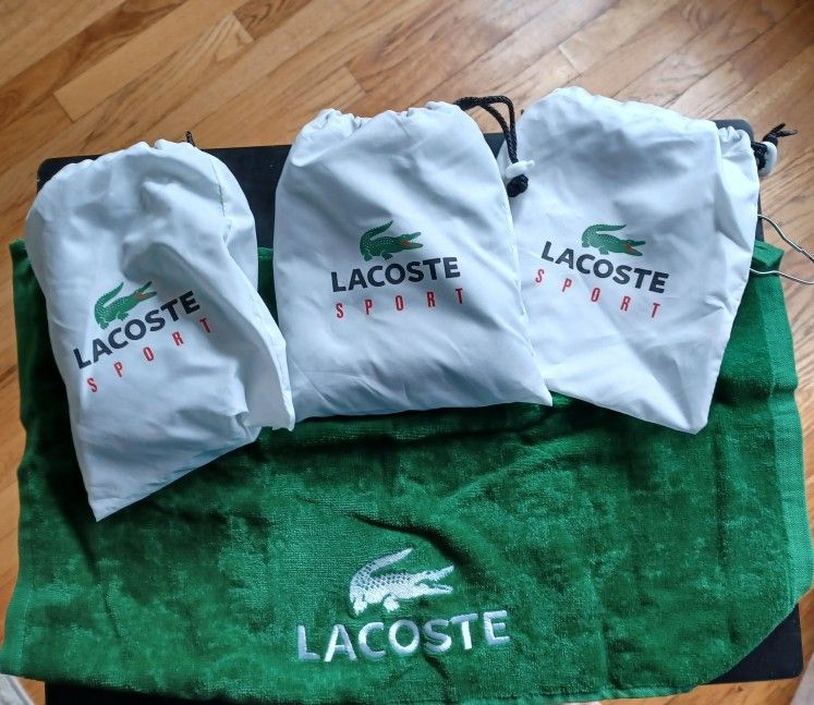 3 LACOSTE SPORT Gift Bags W/ golf towel 