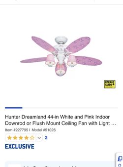 Hunter 44" Blush Pink Ceiling Fan With Light & Remote - Renewed