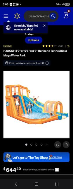 H2OGO! 13'9" x 10'6" x 8'6" Huricane Tunnel Blast Mega Water Park