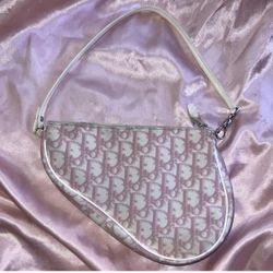 Dior pink mini monogram vintage saddle bag