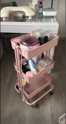 Pink rolling cart