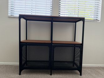 Industrial Style Bookshelf / Storage Cabinet – Wood & Black Metal