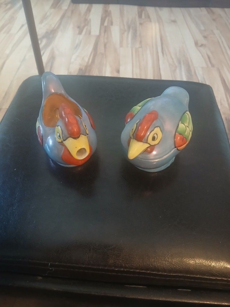 Vintage Rooster/hen Cream And Sugar Bowl