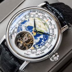 Sugess Tourbillon Enamel Earth Seagull ST8000 Mechanical 40mm Mens Watch SUEARTH