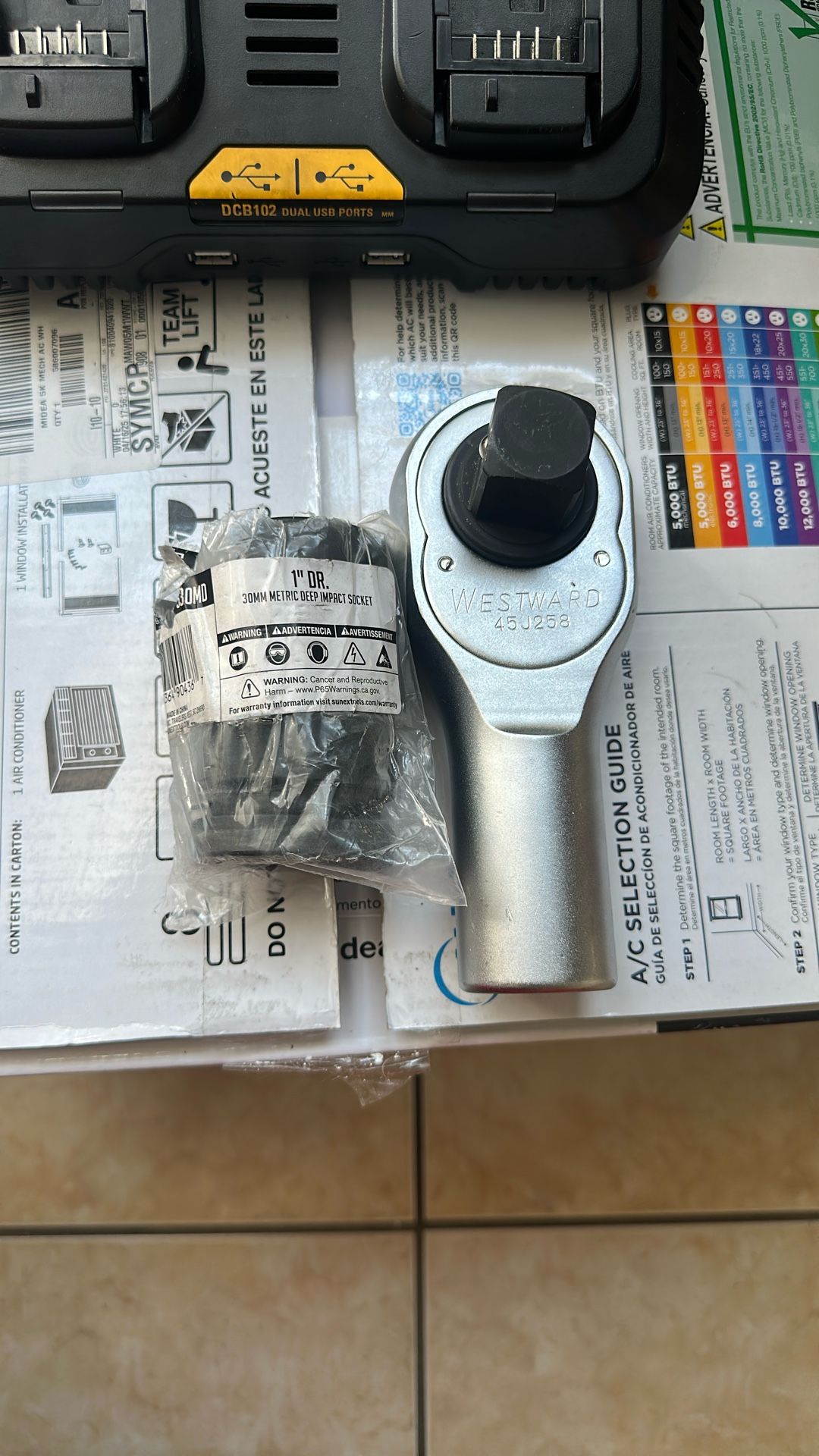 WESTWARD 45J258 Hand Ratchet 1inch Drive 6-1/2 L