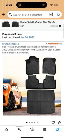 Fendazee Floor Mats and Trunk Mat Set (Honda HRV 2023-2025)