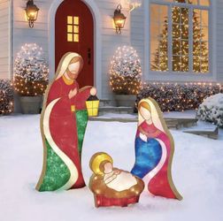 Nativity Set -outdoor or indoor 54” high, fabric mesh with 240 LED lights