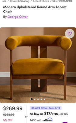 Mustard Velvet Accent Chairs – Brand New in Box