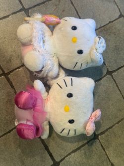 Hello Kitty ballerina and white winter themed stuffed animals