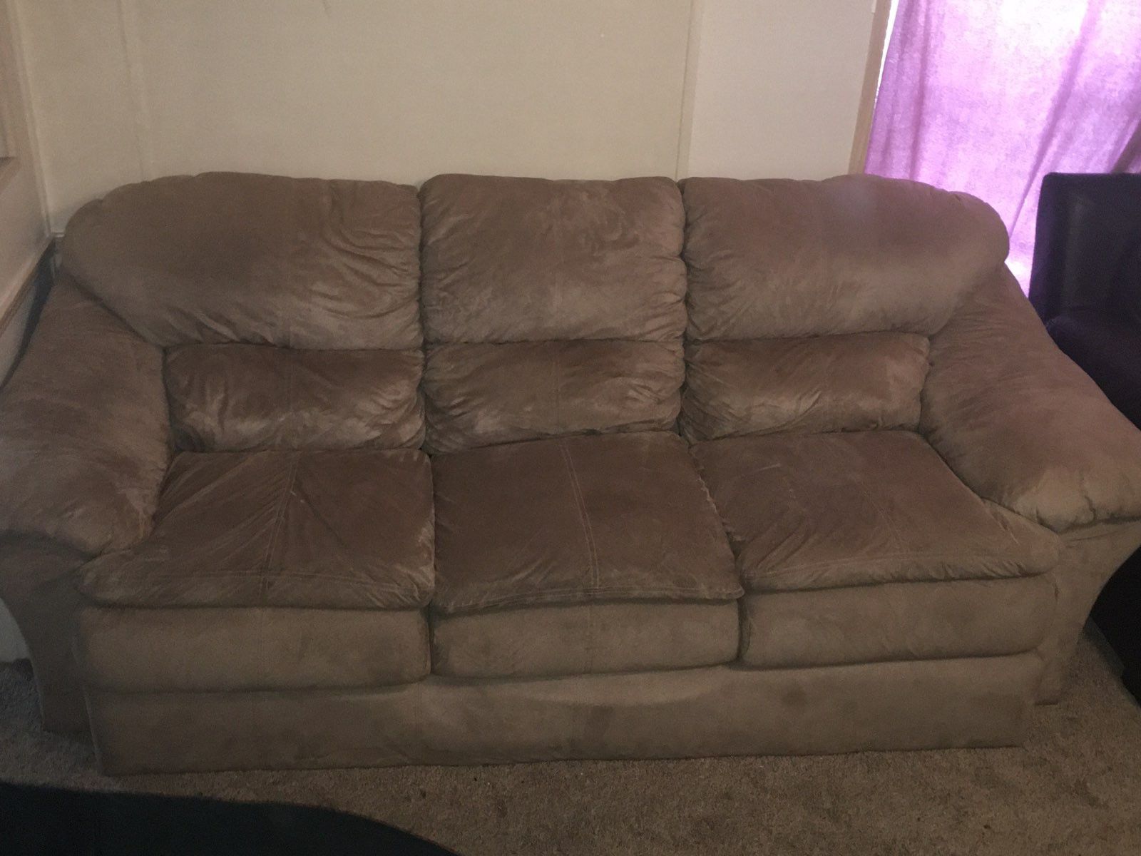 Comfortable, soft, brown couch