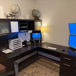 Office desk with hutch Including file cabinet and bookshelf