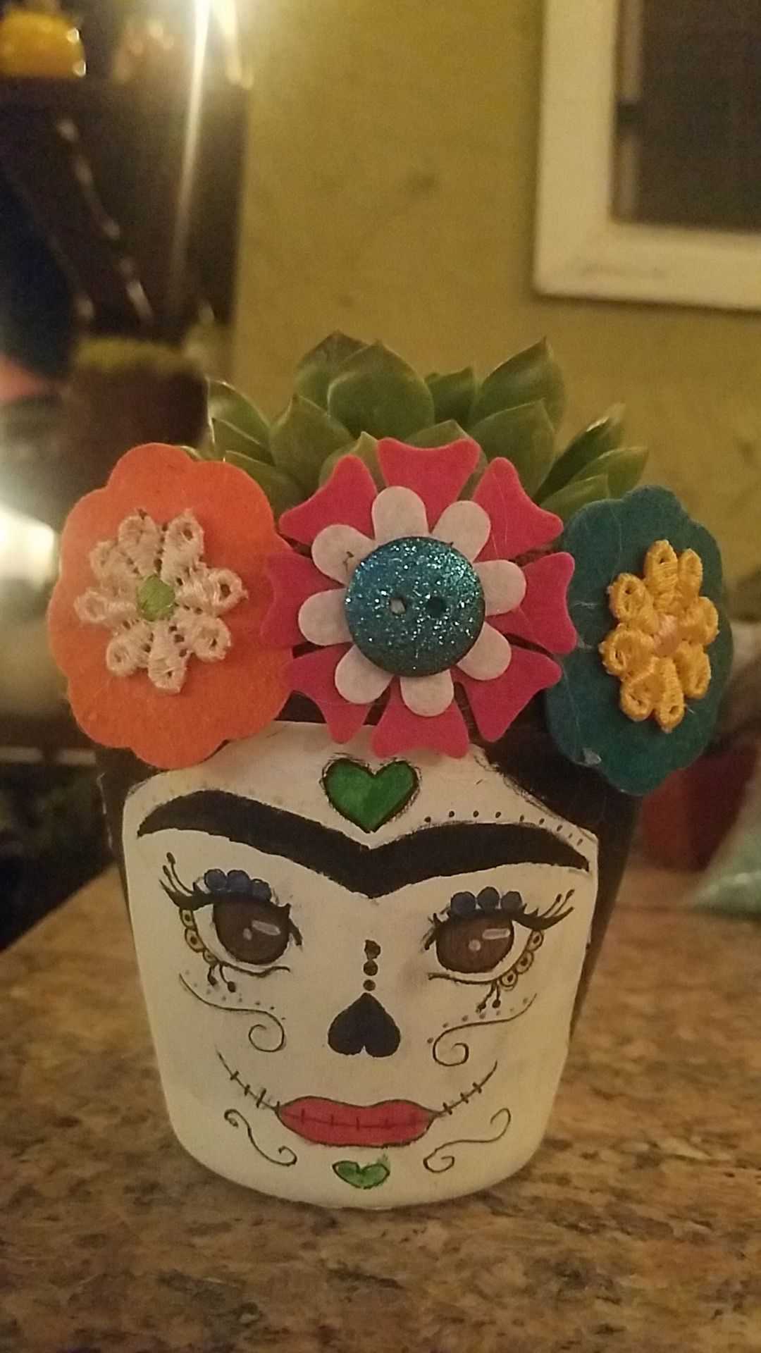 Frida Kahlo 4 inch catrina succulent pot