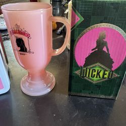 Wicked 2024 Glinda Glass Pedestal Footed Mug Cup Boxed Alamo Drafthouse