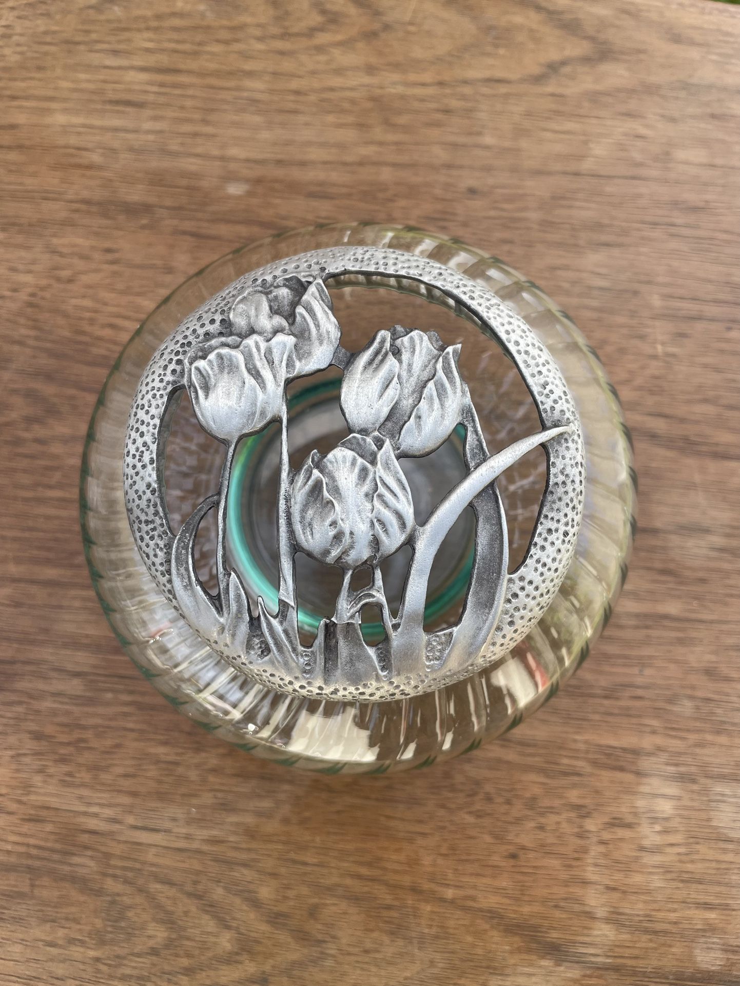 Vintage Potpourri Dish, Ribbed Glass