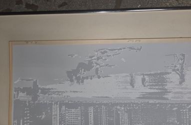 Chicago skyline drawing with Lake Michigan 36x30 frame print