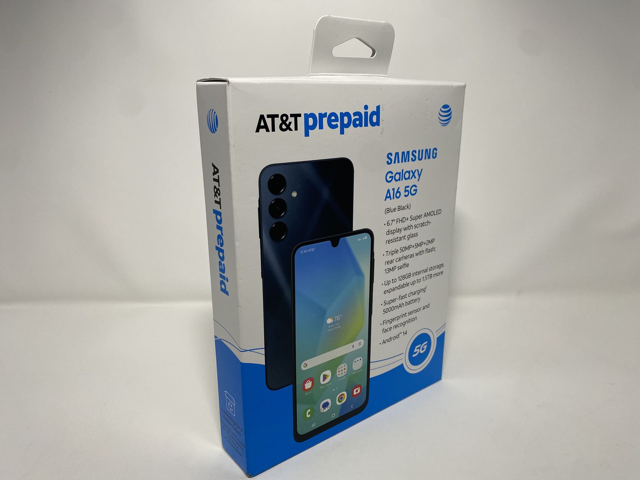 AT&T Prepaid Samsung Galaxy A16 5G 128GB Blue Black Smartphone