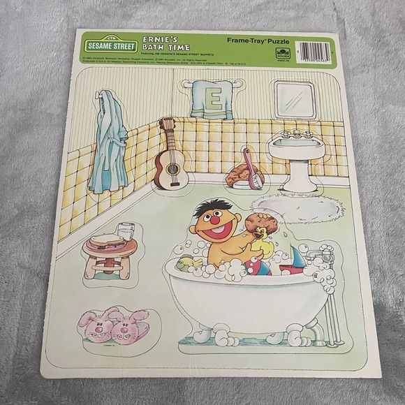 1984 Golden Sesame Street Ernie's Bath TimeTray Puzzle 4563C-40 Made In USA