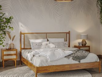 King Rattan Bed Frame & Mattress