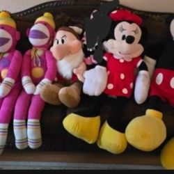 Mickey/Minnie, Grumpy And Monkeys Plushies. 