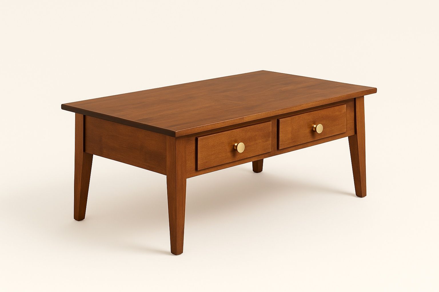 Solid Wood Coffee Table – 2 Storage Drawers 