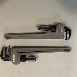 Two 14” Irwin Aluminum Pipe Wrenches