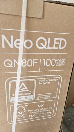 100 Inch Neo QLED Samsung QN80F Smart TV 4K UHD with 120 Hz refresh rate. Brand new factory sealed. 