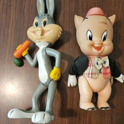 Bugs Bunny And Porky Pig- Rubber Dolls