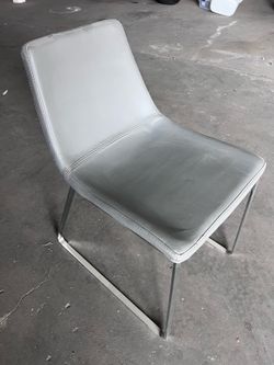 3 leather chairs, chrome legs