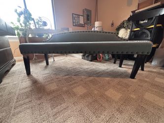 Blue Linen Upholstered Bench