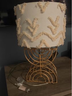 A set of 2 Boho rattan table lamp