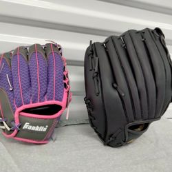 Franklin Adult 12" and Youth Size 9.5" Baseball Softball Gloves